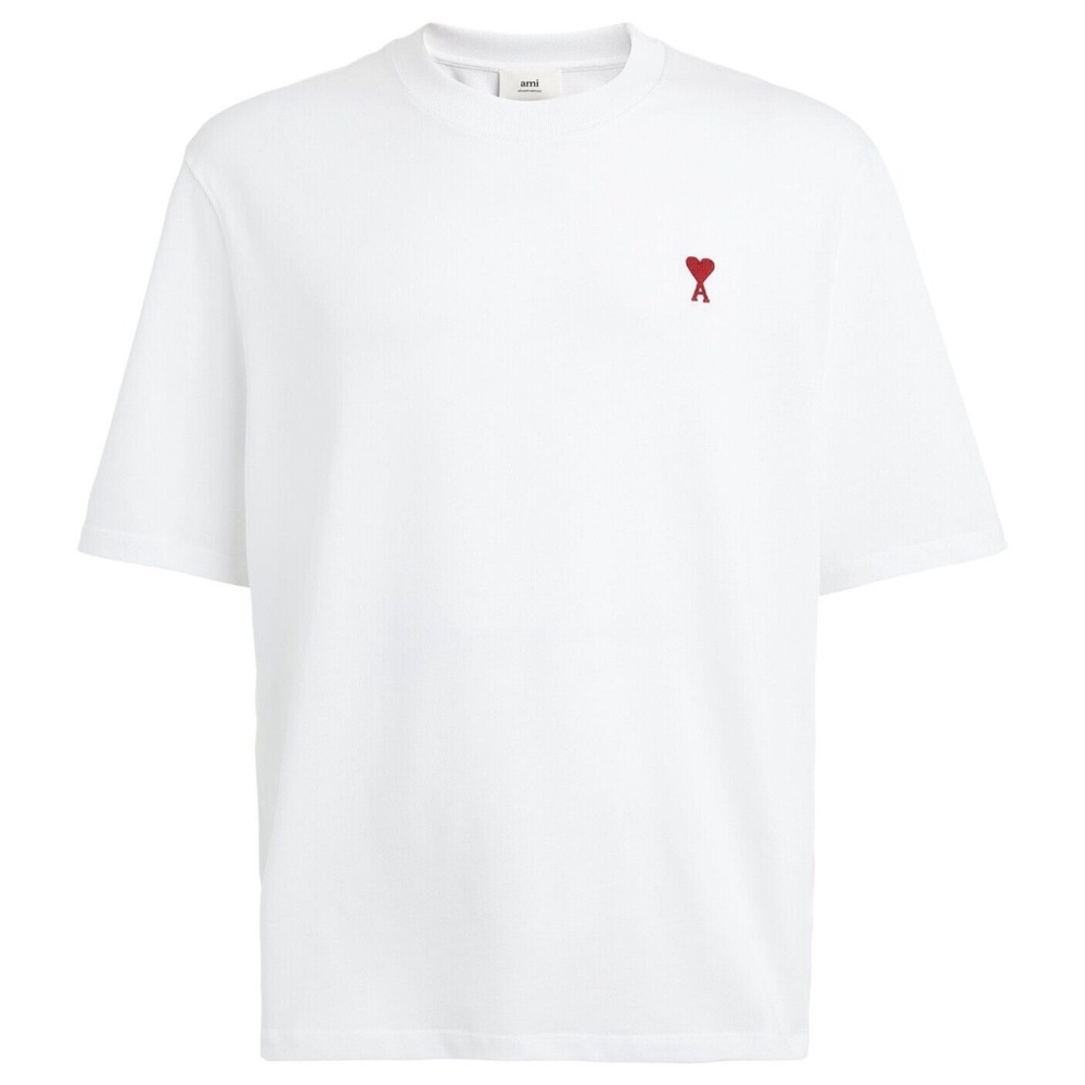 AMI PARIS RED LOGO CREWNECK TSHIRT AUTHENTIC SIZE SMALL